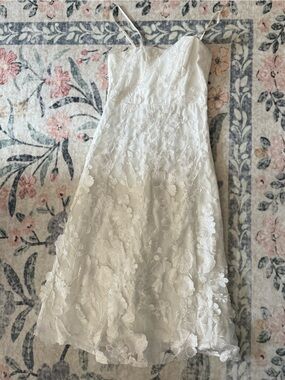 Lulus White 3D Floral Midi Dress